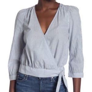 Madewell NWT striped wrap top blouse